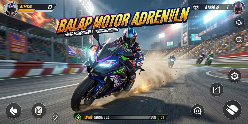Tampilan menarik dari gameplay balap motor yang mendebarkan.