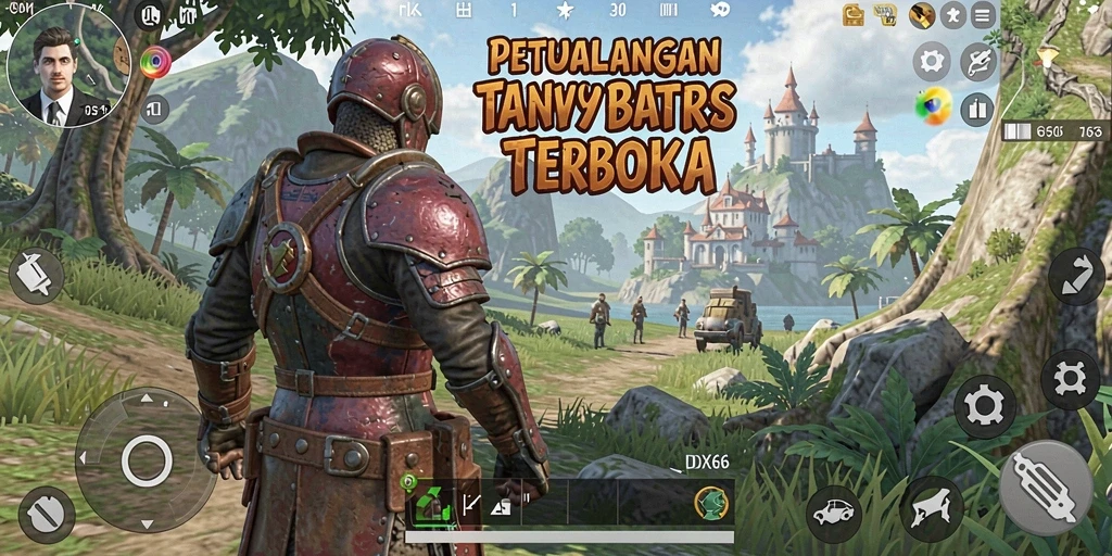 Screenshot gameplay menampilkan aksi eksplorasi di dunia terbuka yang luas.