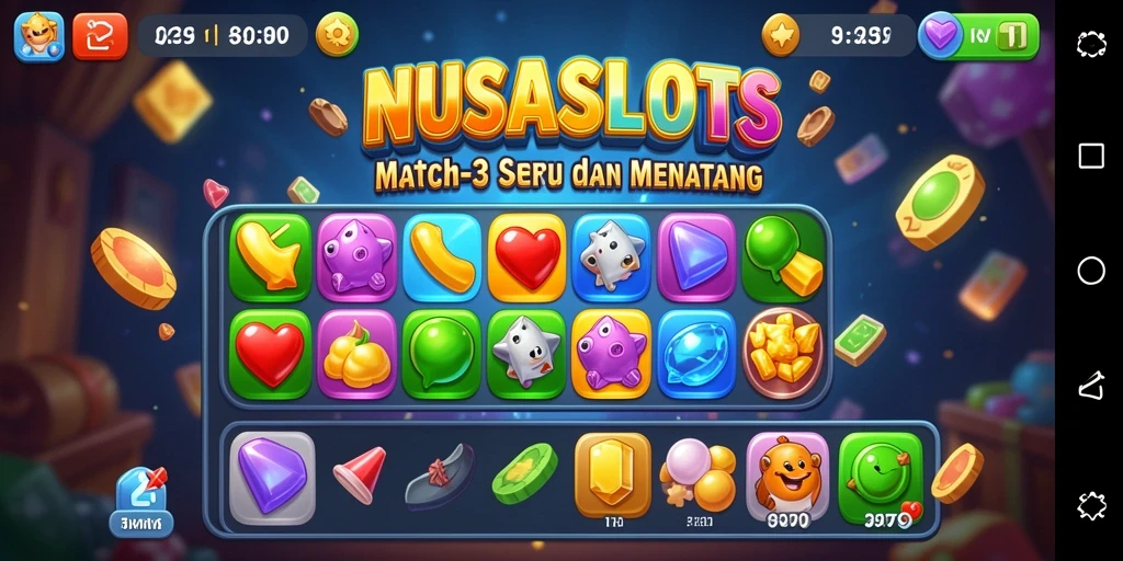 Tangkapan layar dari gameplay seru NUSASLOTS yang menunjukkan aksi match-3.
