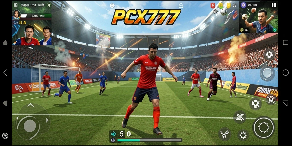 Screenshot utama PCX777 yang menampilkan aksi seru dalam permainan olahraga.