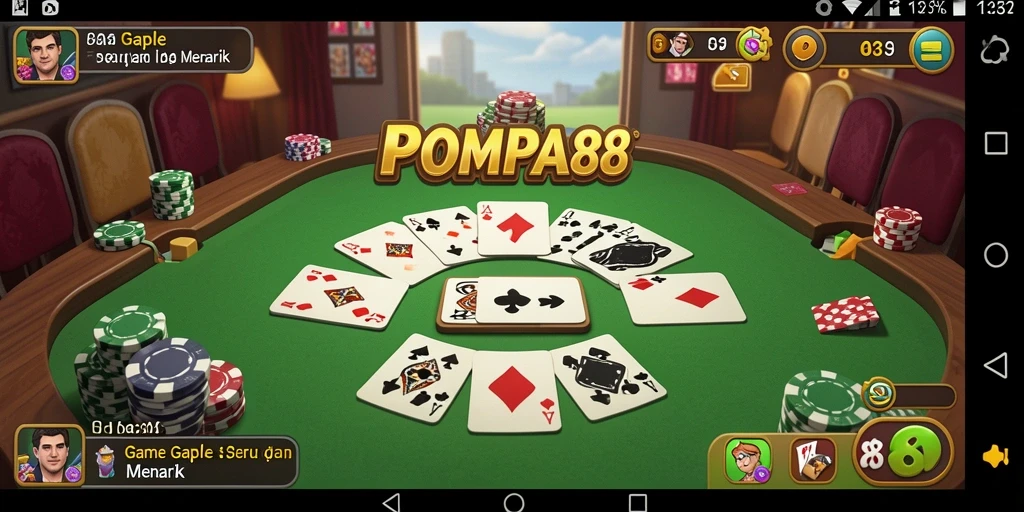 Screenshot POMPA88 menunjukkan serunya gameplay Gaple dengan teman.