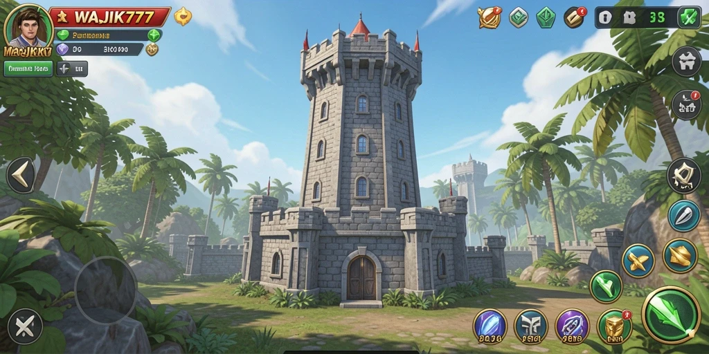 Tampilan gameplay menarik WAJIK777 dengan strategi Tower Defense.